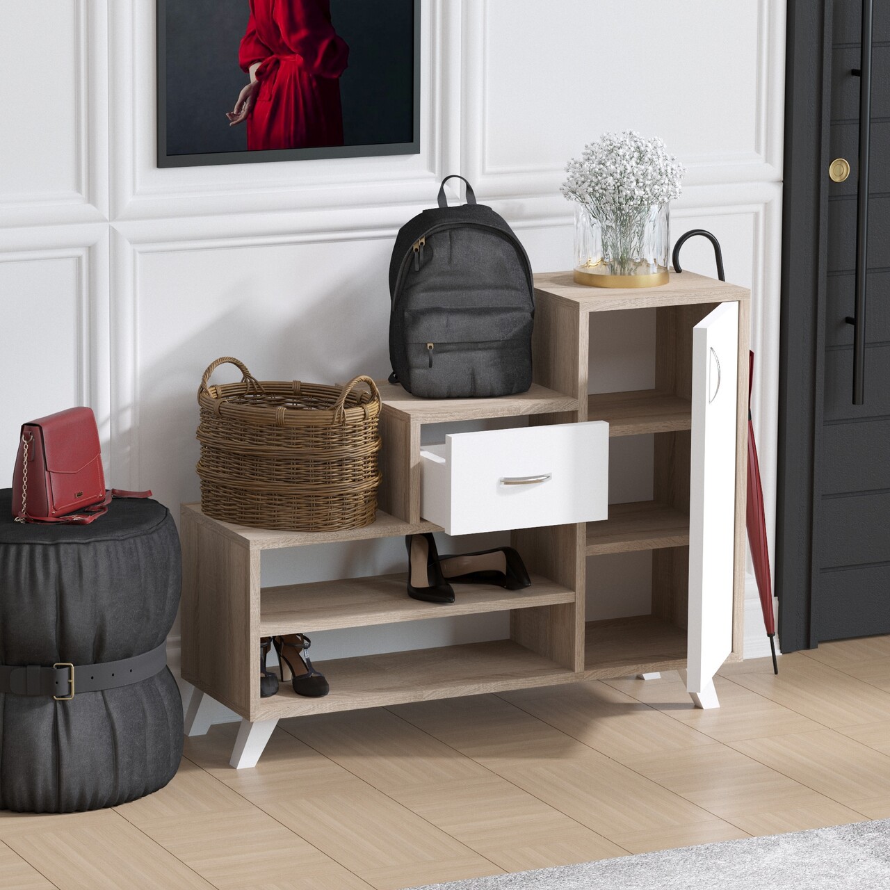 Pantofar Retro, Elegance, 90x33x77 cm, bej - imagine 5